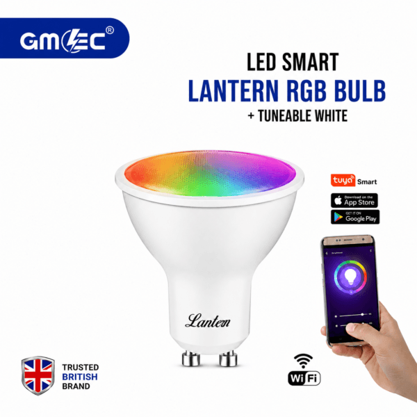 LANTERN 5W GU10 RGB Smart LED Bulb – WiFi & Tunable White, Non-Dimmable