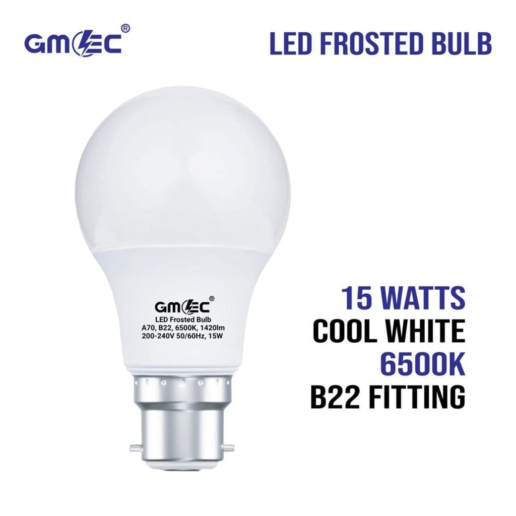 15W LED Frosted Bulb B22 Cool White 6500K