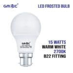 15W LED Frosted Bulb B22 Warm White 2700K