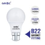 15W LED Frosted Bulb B22 Warm White 2700K