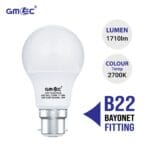 18W LED Frosted Bulb B22 Warm White 2700K
