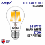 24W LED Filament Bulb E27 2700K Warm White