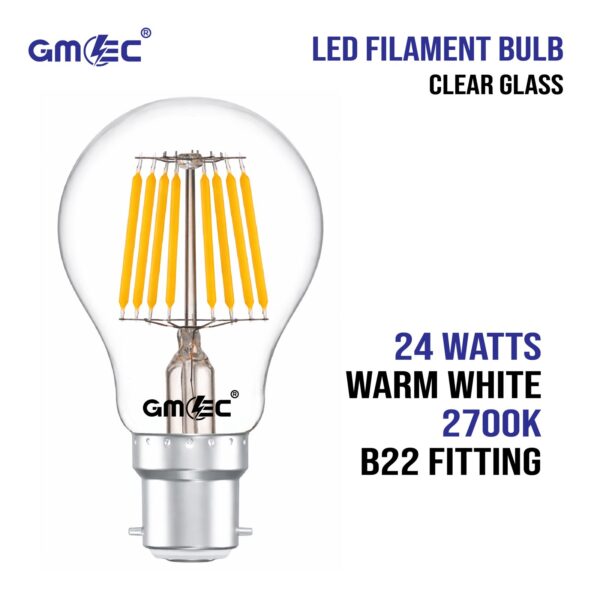 24W LED Filament Bulb B22 2700K Warm White
