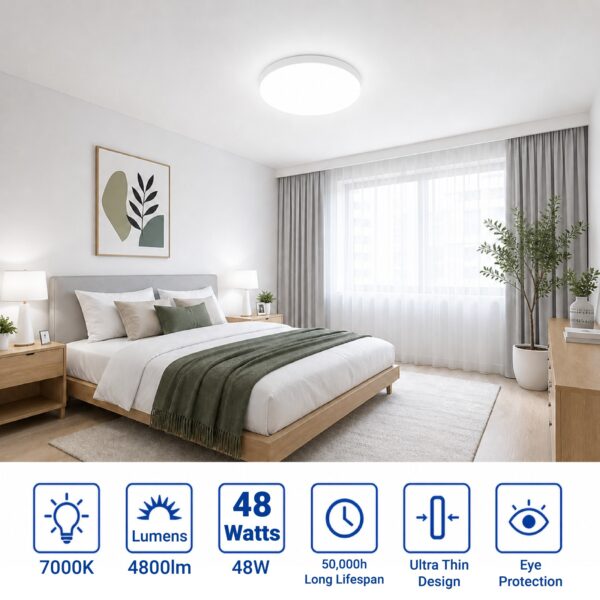 48W Bulkhead Round LED Ceiling Light 7000K Cool White