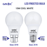 15W LED Frosted Bulb B22 Cool White 6500K A70