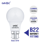 15W LED Frosted Bulb B22 Cool White 6500K A70