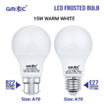 15W LED Frosted Bulb B22 Warm White 2700K A70