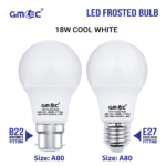 18W LED Frosted Bulb B22 Cool White 6500K A80