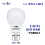 18W LED Frosted Bulb B22 Cool White 6500K A80