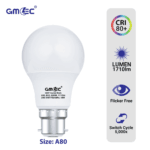 18W LED Frosted Bulb B22 Cool White 6500K A80
