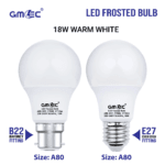 18W LED Frosted Bulb B22 Warm White 2700K A80