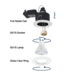 IP65 GU10 Downlight Fire Rated 30/60/90 Twist Lock Spotlight Fitting