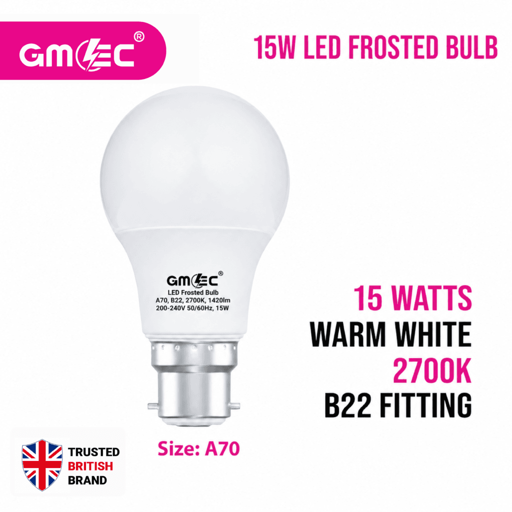 15W LED Frosted Bulb B22 Warm White