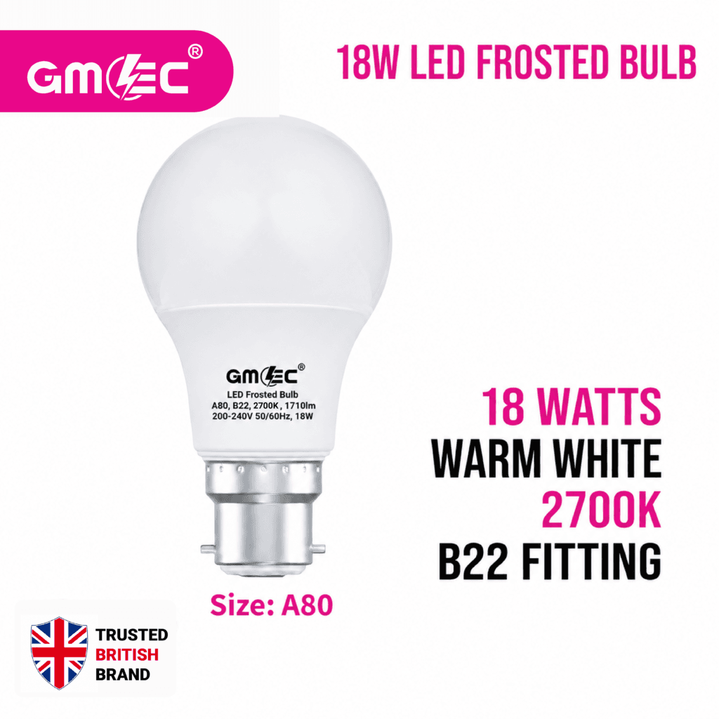 18W LED Frosted Bulb B22 Warm White