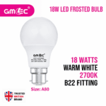 18W LED Frosted Bulb B22 Warm White