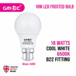 18W LED Frosted Bulb B22 Cool White