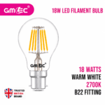18W LED Filament Bulb B22