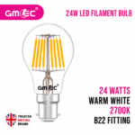 24W LED Filament Bulb B22
