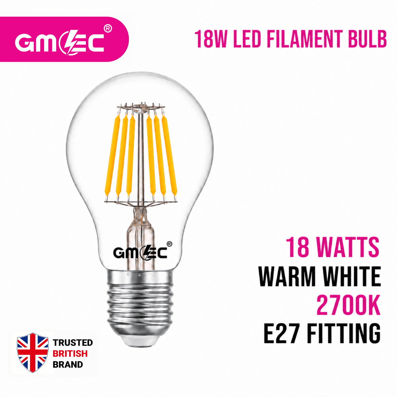 18W LED Filament Bulb E27 Warm White