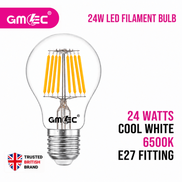 24W LED Filament Bulb E27 Cool White