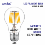 24W LED Filament Bulb E27 6500K Cool White