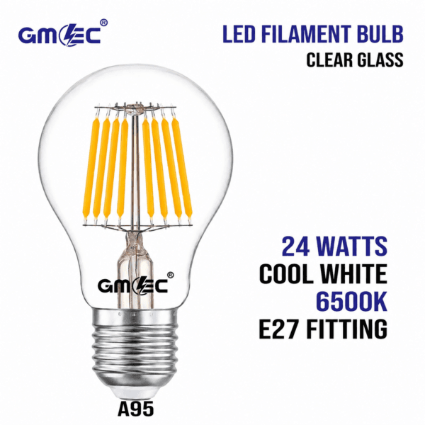 24W LED Filament Bulb E27 6500K Cool White
