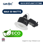 GU10 Fire Rated Downlight IP65 Recessed Spotlight Fitting White 5 Year Warranty