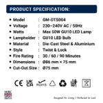 GU10 Fire Rated Downlight IP65 Recessed Spotlight Fitting White 5 Year Warranty