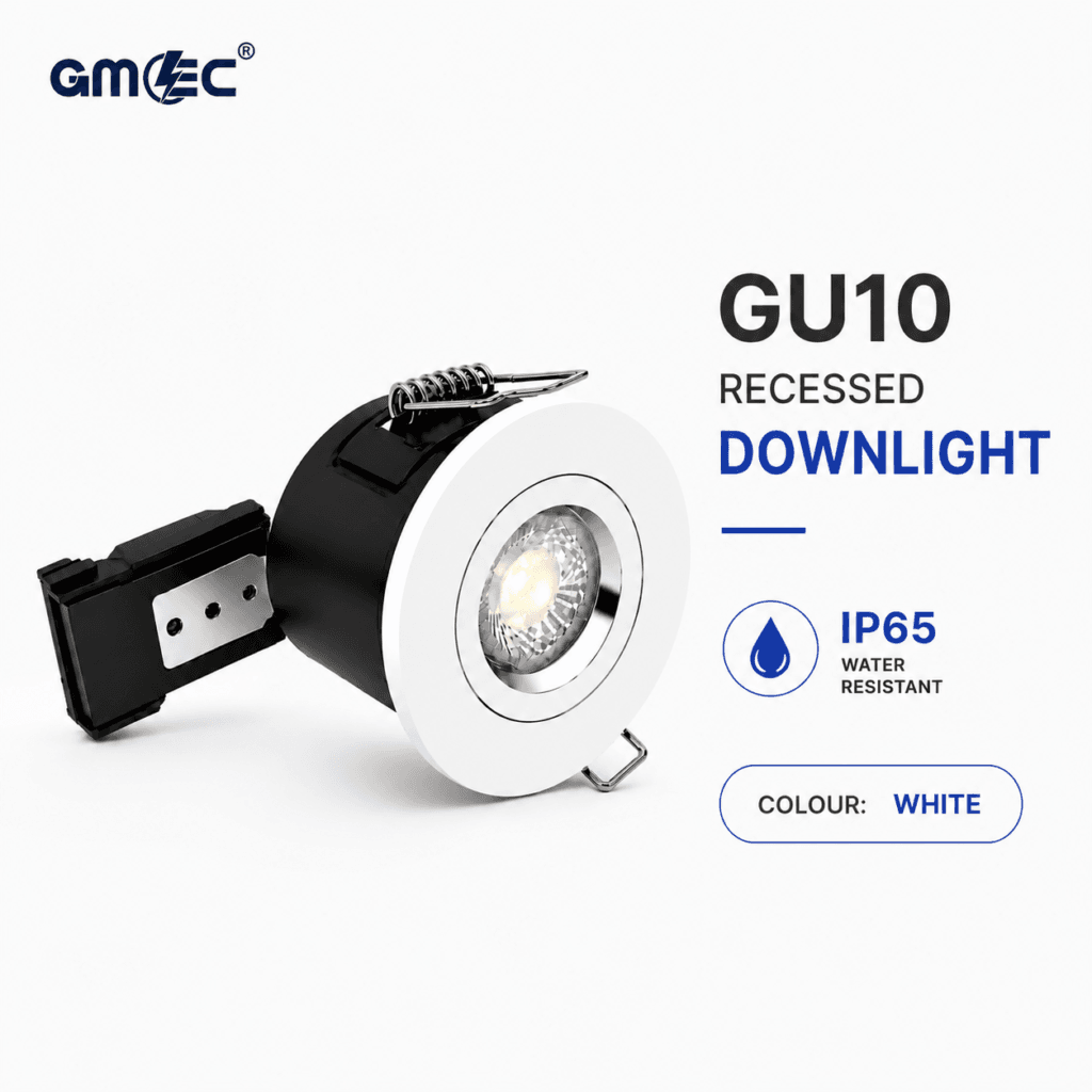 GU10 Fire Rated Downlight IP65 Recessed Spotlight Fitting White 5 Year Warranty