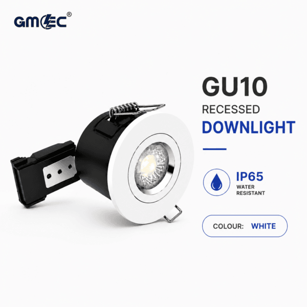 GU10 Fire Rated Downlight IP65 Recessed Spotlight Fitting White 5 Year Warranty