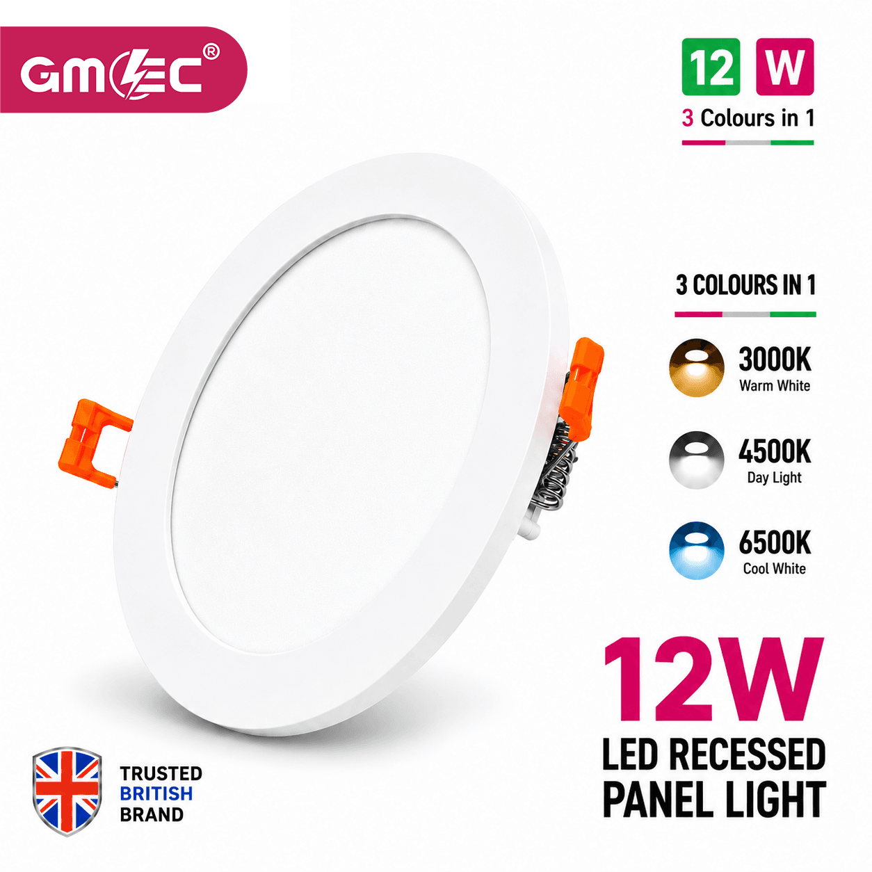12W LED Recessed Panel Light 3 Colour CCT