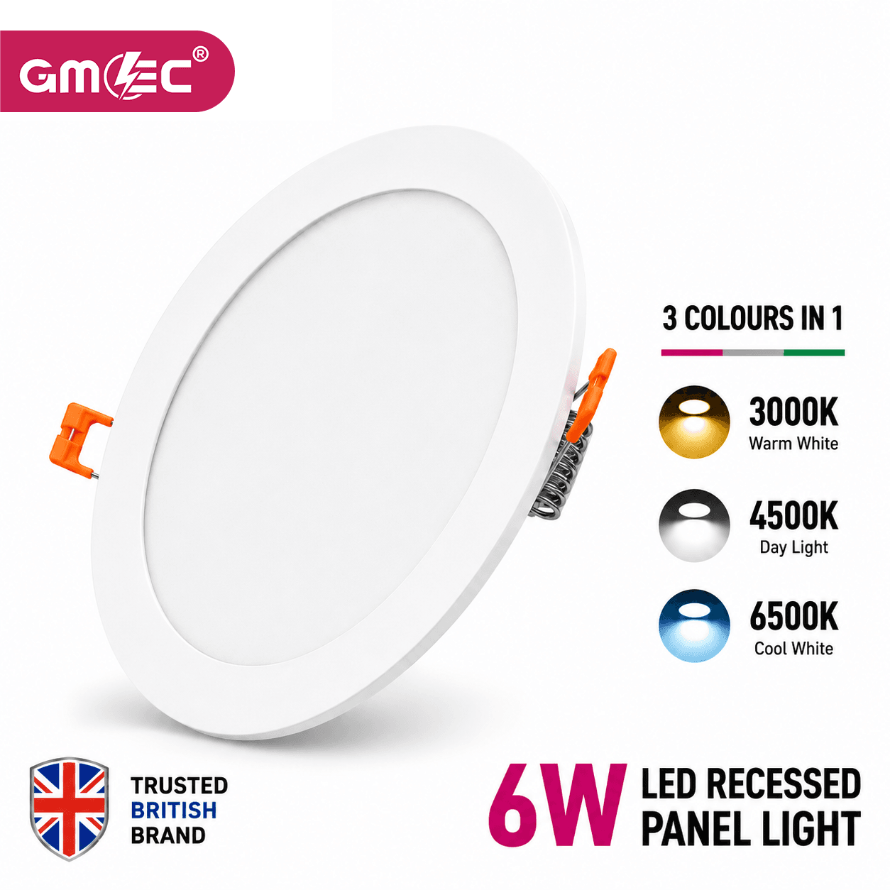 6W LED Recessed Panel Light 3 Colour CCT
