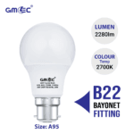 24W B22 LED Frosted Bulb Warm White 2700K A95