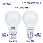 15W E27 LED Frosted Bulb Cool White 6500K A70