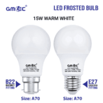 15W E27 LED Frosted Bulb Warm White 2700K A70