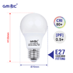 15W E27 LED Frosted Bulb Warm White 2700K A70