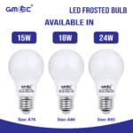 18W E27 LED Frosted Bulb Cool White 6500K A80