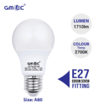 18W E27 LED Frosted Bulb Warm White 2700K A80