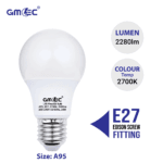 24W E27 LED Frosted Bulb Warm White 2700K A95 | 2280 Lumens