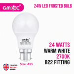 24W B22 LED Frosted Bulb Warm White