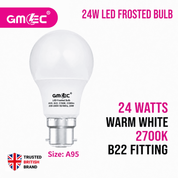 24W B22 LED Frosted Bulb Warm White
