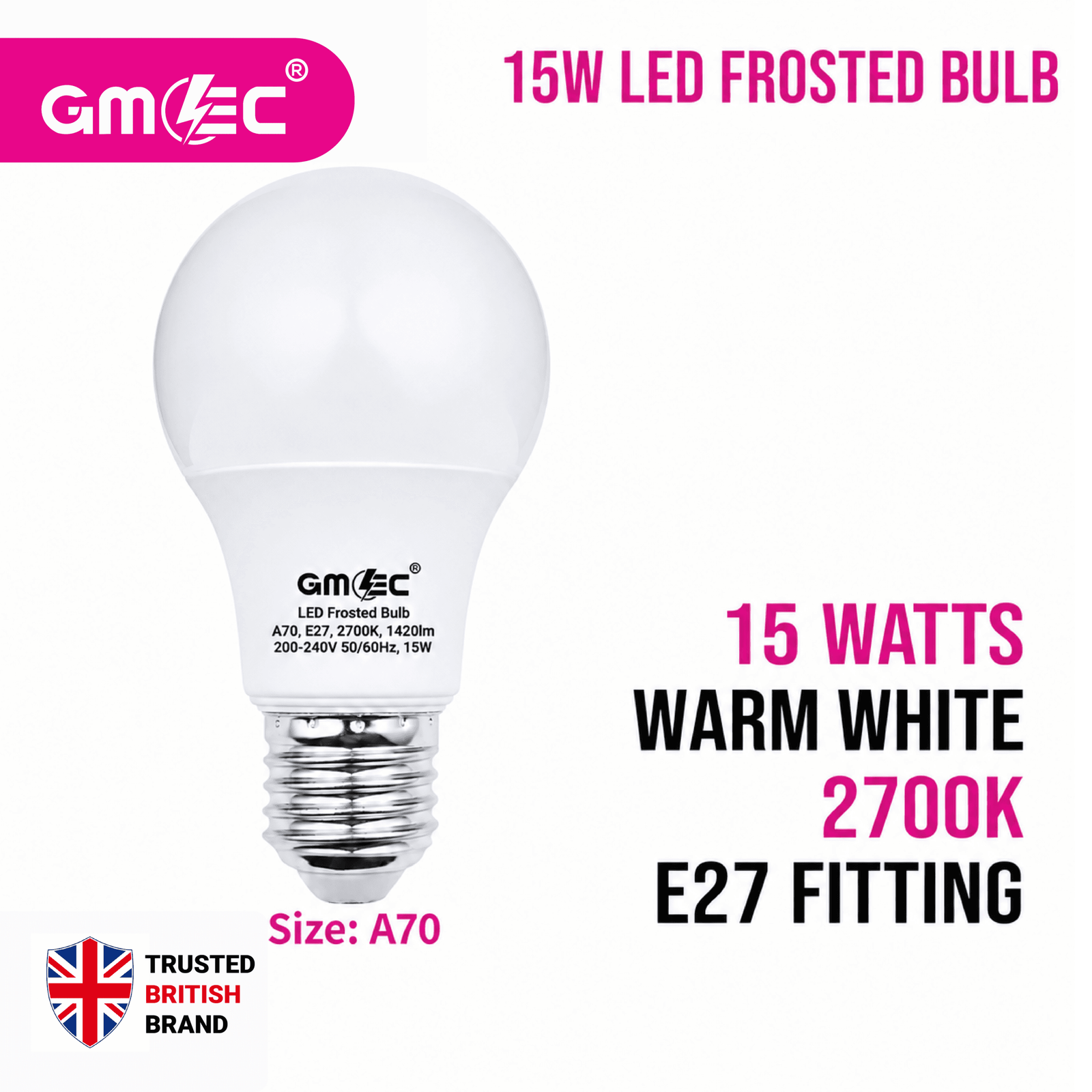 15W E27 LED Frosted Bulb Warm White