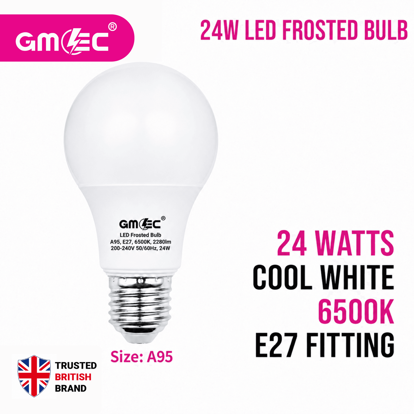 24W E27 LED Frosted Bulb Cool White