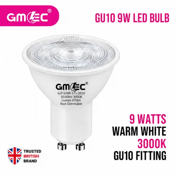 9W GU10 LED Bulb Warm White 3000K