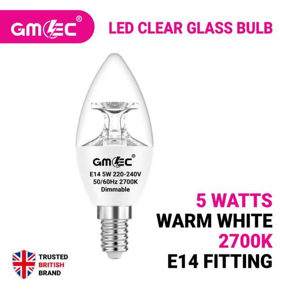 5W E14 C37 Candle LED Bulb Warm White