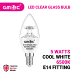 5W E14 C37 Candle LED Bulb Cool White 6500K