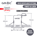 GU10 Fire Rated Downlight Compact Die-Cast Twist & Lock GM-DTS004