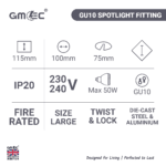 GU10 Fire Rated Downlight Die-Cast Tilted Twist & Lock GM-DTT003