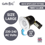 GU10 Fire Rated Downlight Die-Cast Tilted Twist & Lock GM-DTT003