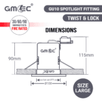 GU10 Fire Rated Downlight Die-Cast Tilted Twist & Lock GM-DTT003